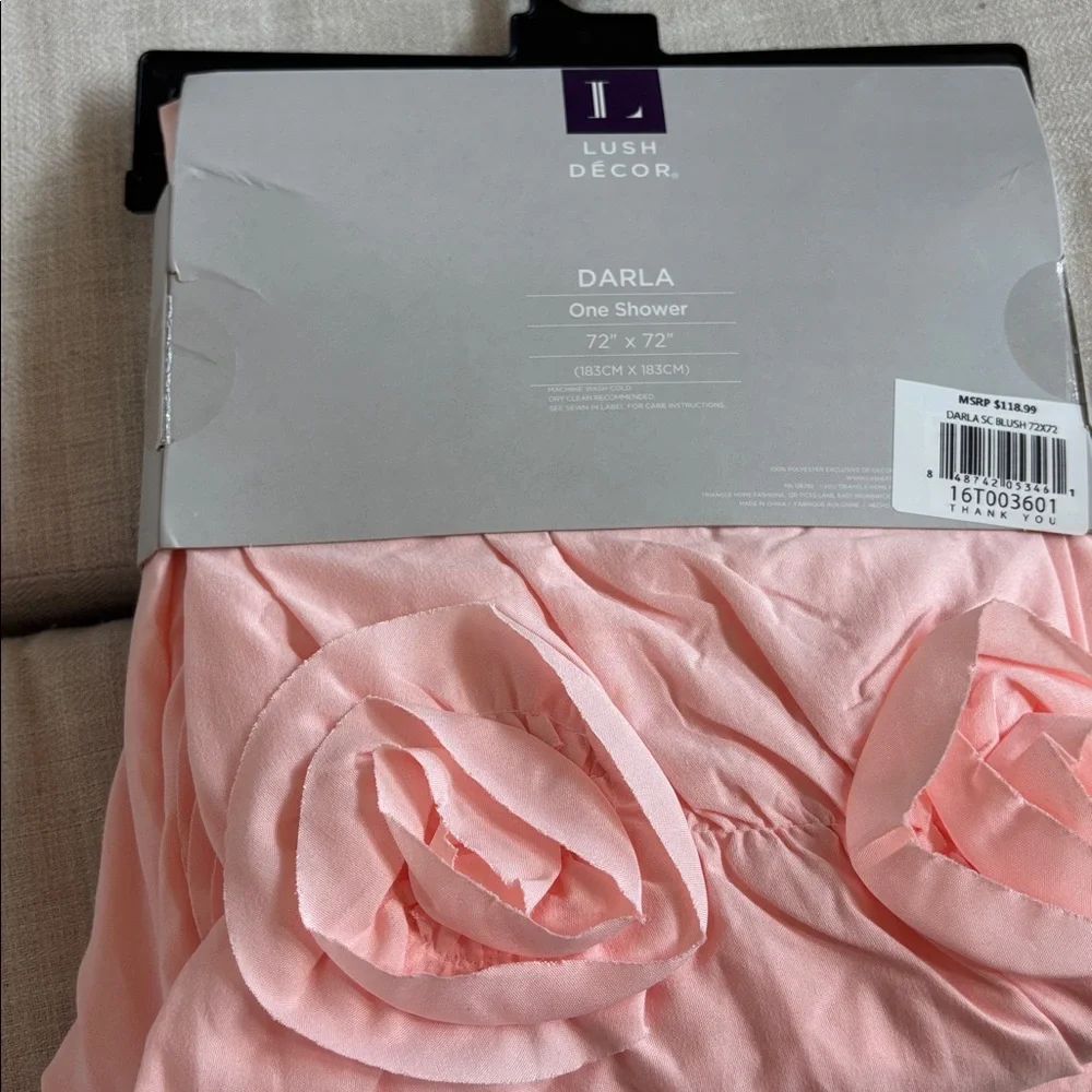 Lush Decor Darla Shower Curtain Single Blush -Flower Fabric Vintage Decor 72x72”
